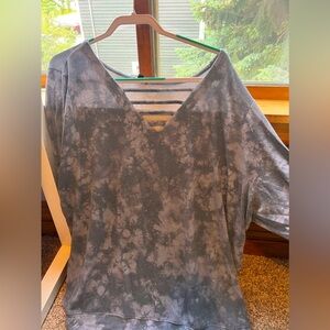Long sleeve very soft cozy gray and blue tie dye shirt